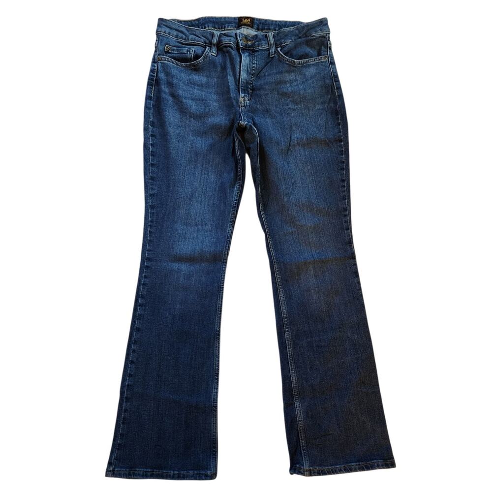 Lee Womens Mid Rise Boot Cut Jeans Size 14 Blue Stretch